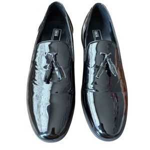 Asos Shoes Patent Shiny Black Dress Slip On Tassel  10